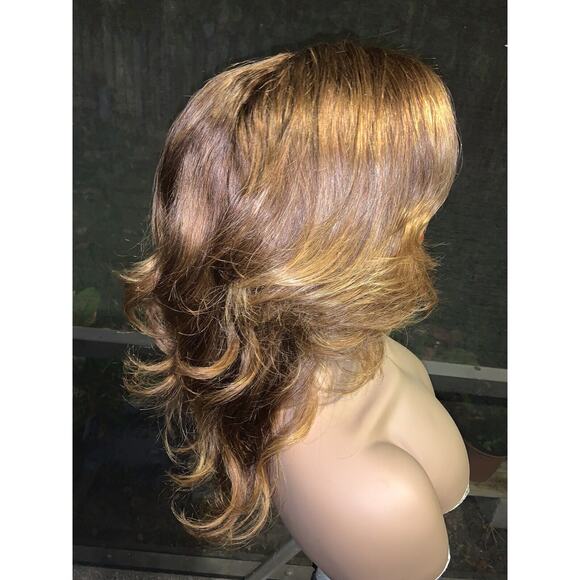 Custom Colored Chestnut Light Brown Honey Brown Frontal Wig 16 Inches 250% dens - Picture 7 of 9